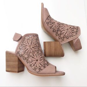 Vince Camuto Nubuck Stacked Heeled Sandals